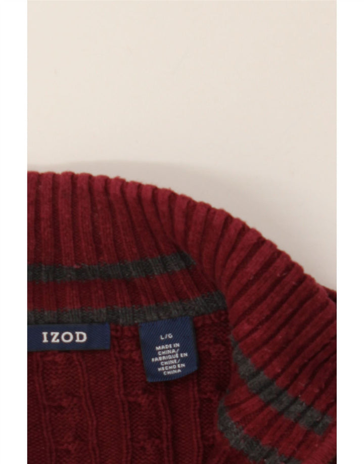 IZOD Mens Zip Neck Jumper Sweater Large Burgundy Cotton Vintage Izod and Second-Hand Izod from Messina Hembry 