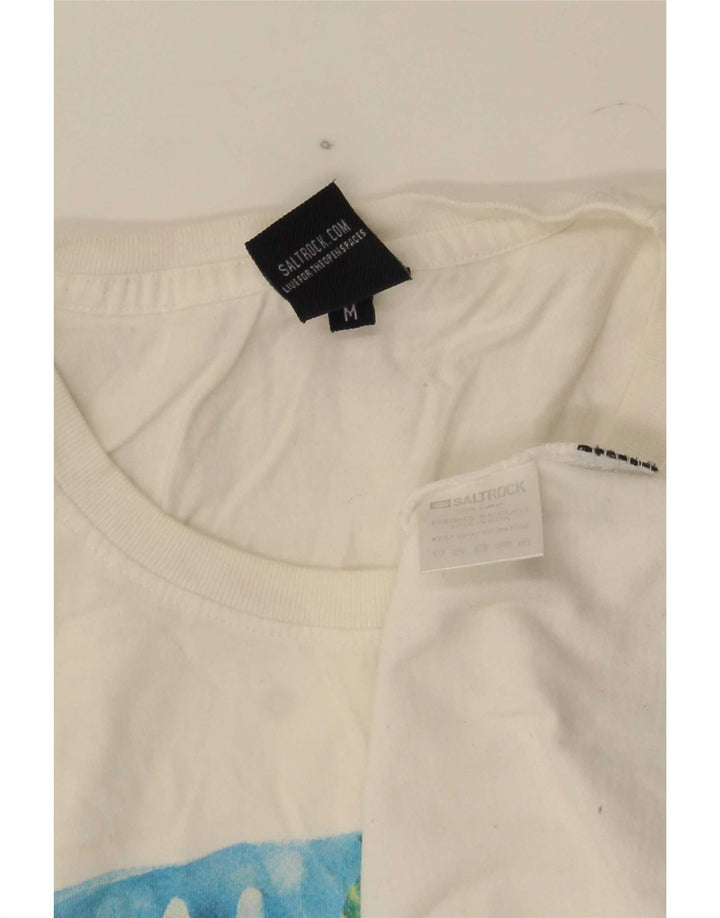 Saltrock Herre Grafisk T-Shirt Top Medium Hvid Bomuld
