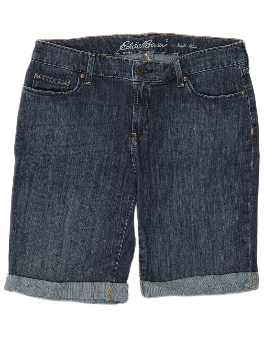 EDDIE BAUER Womens Slightly Curvy Denim Shorts US 10 Large W32  Blue