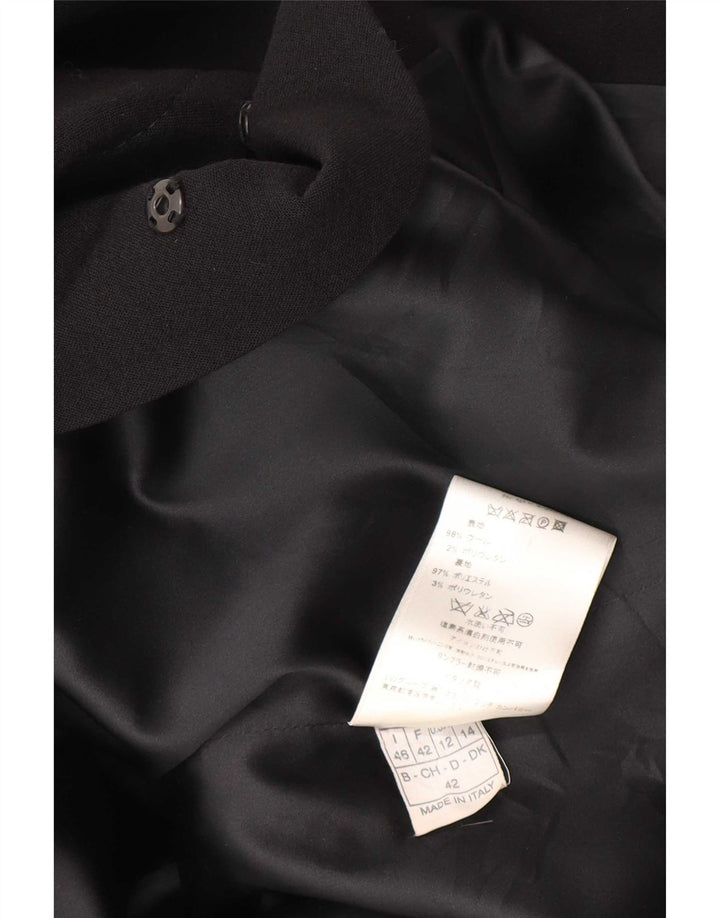 Emilio Pucci Womens Longline Blazer Jacket UK 14 Medium Black Virgin Wool