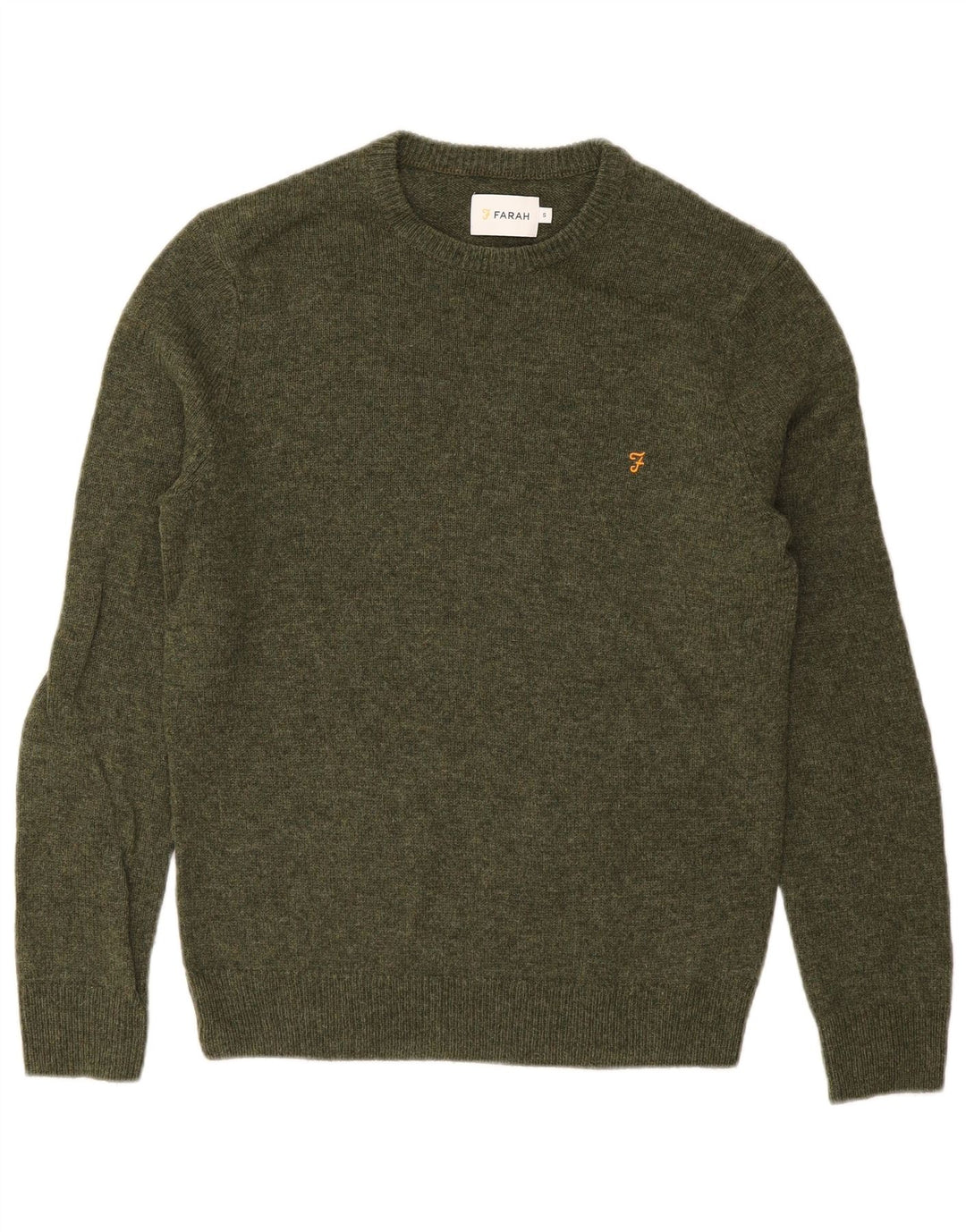 FARAH Mens Crew Neck Jumper Sweater Small Green Lambswool