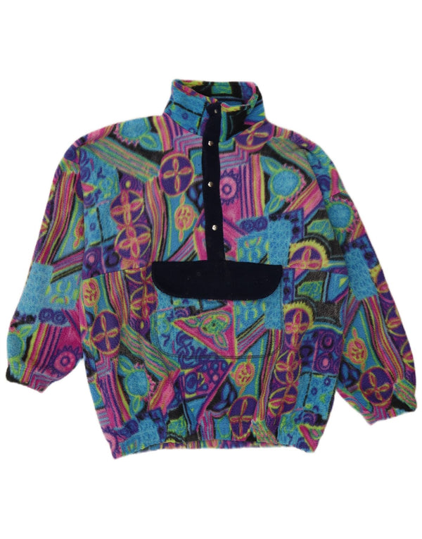 Vintage Mens Anorak Fleece Jumper Large Multicoloured Geometric Polyamide