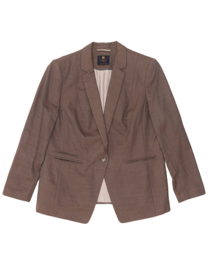 Marks & Spencer Veste Blazer 1 Bouton Femme UK 18 XL Gris Viscose