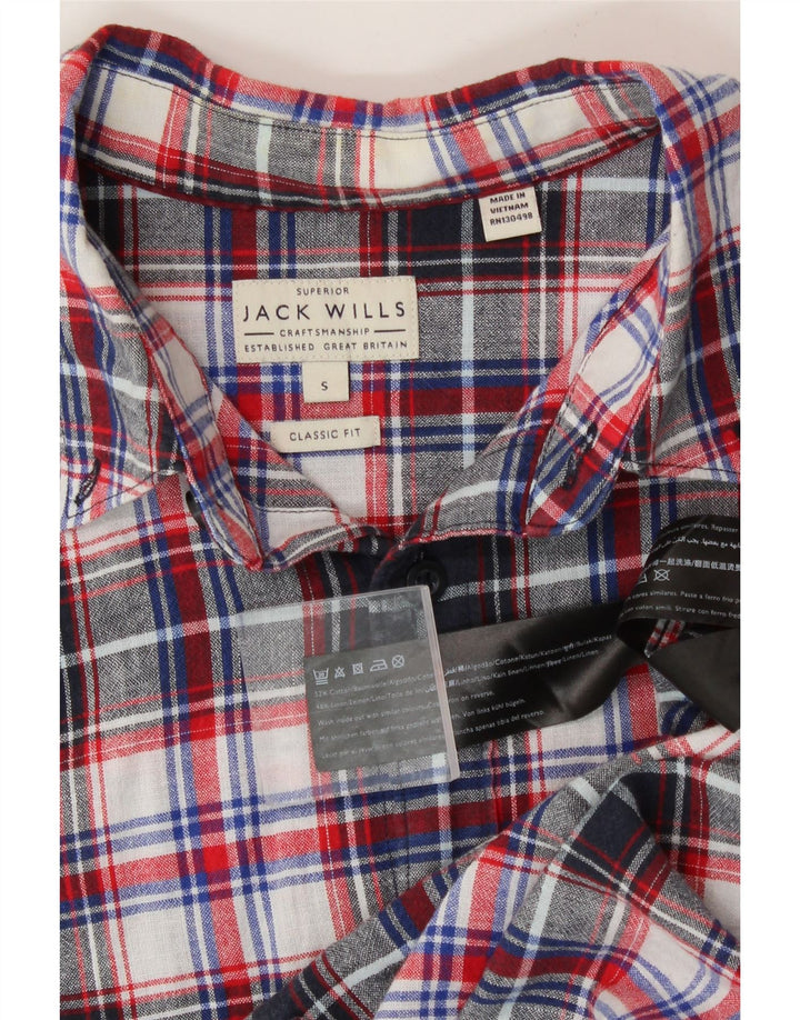 JACK WILLS Mens Classic Fit Flannel Shirt Small Red Check Cotton Vintage Jack Wills and Second-Hand Jack Wills from Messina Hembry 