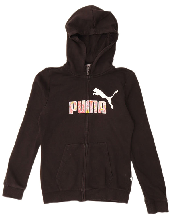 Puma Girls Graphic Zip Hoodie Sweater 13–14 Jahre, schwarze Baumwolle
