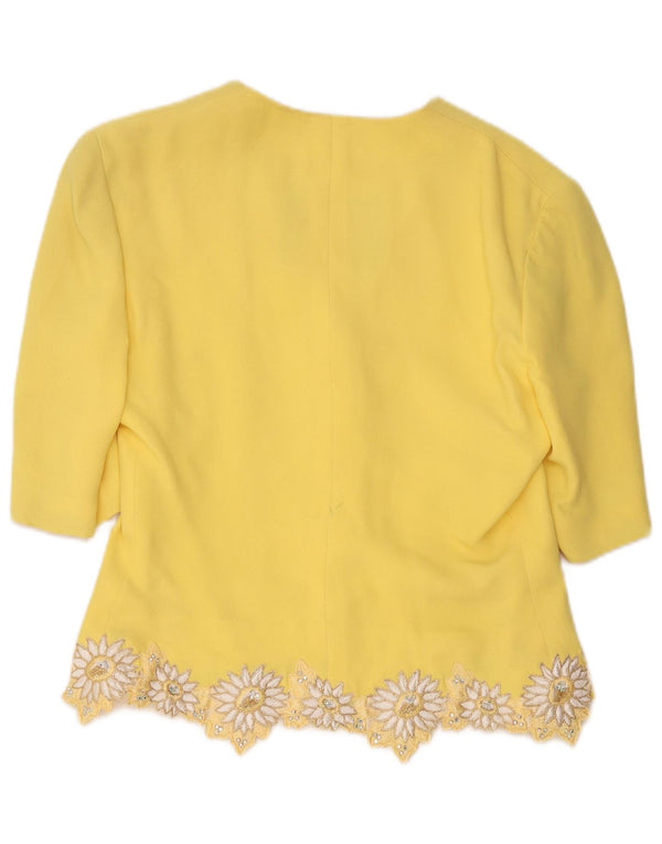 Gai Mattiolo Top Cardigan da Donna a 1/2 Maniche IT 46 Large Giallo Designer