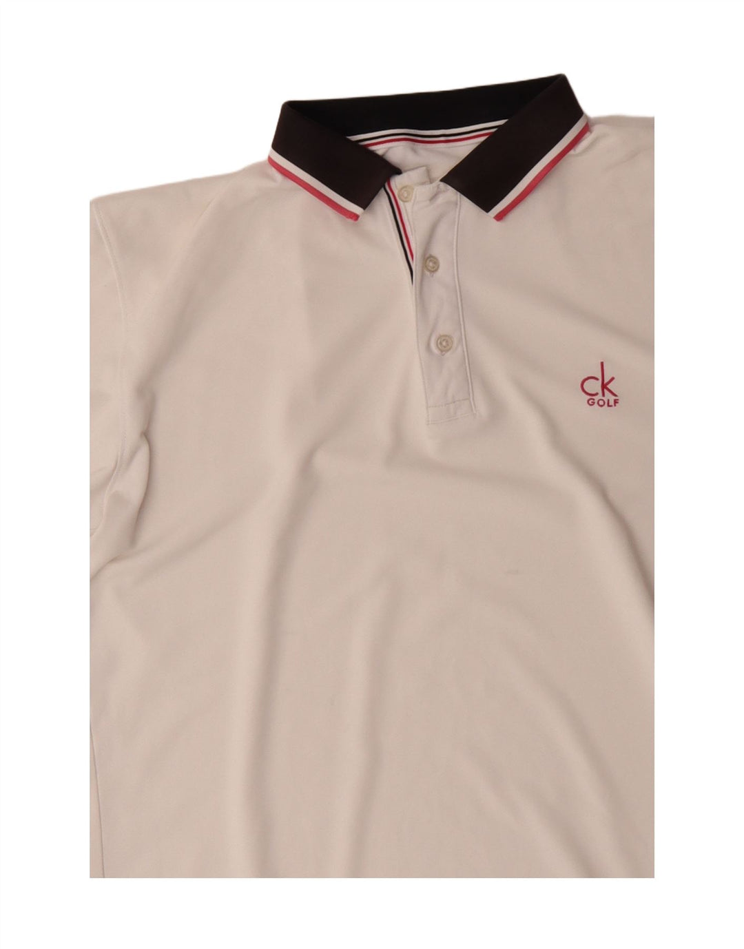 CALVIN KLEIN Polo da golf da uomo Large in poliestere color block bianco