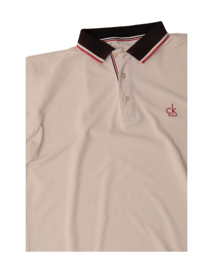 CALVIN KLEIN Polo da golf da uomo Large in poliestere color block bianco