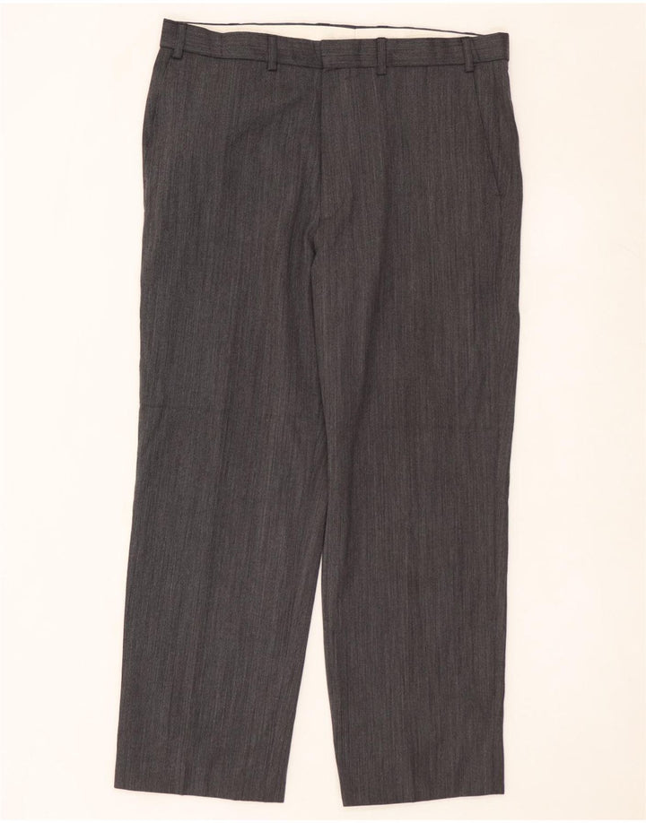 MARKS & SPENCER Mens Straight Chino Trousers W36 L29 Grey Polyester