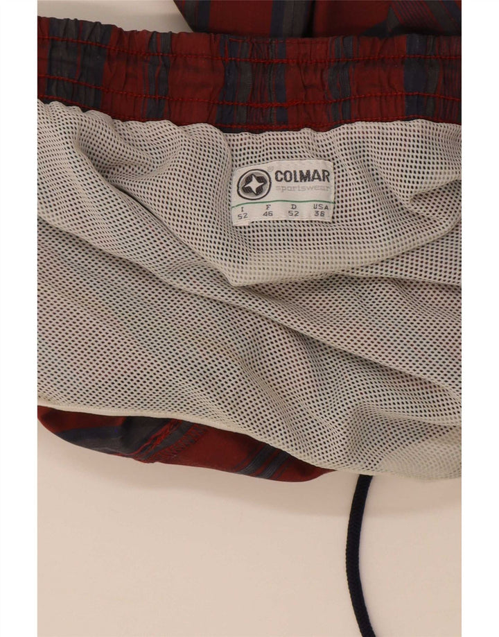 Colmar Mens Swimming Shorts IT 52 Large Red Striped Polyamide