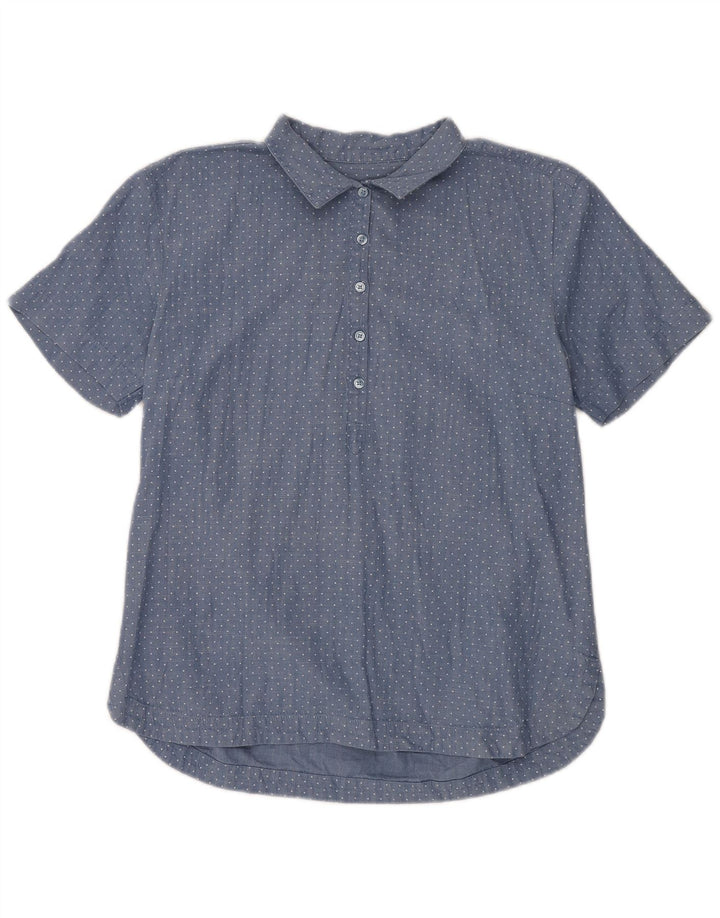 Dack's Womens Short Sleeve Pullover Shirt UK 18 XL Blue Spotted Cotton