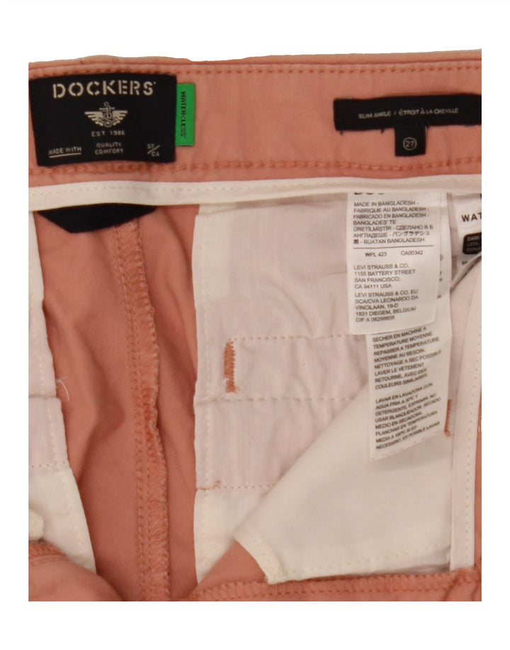 DOCKERS Womens Slim Chino Trousers W27 L27 Pink Cotton Vintage Dockers and Second-Hand Dockers from Messina Hembry 