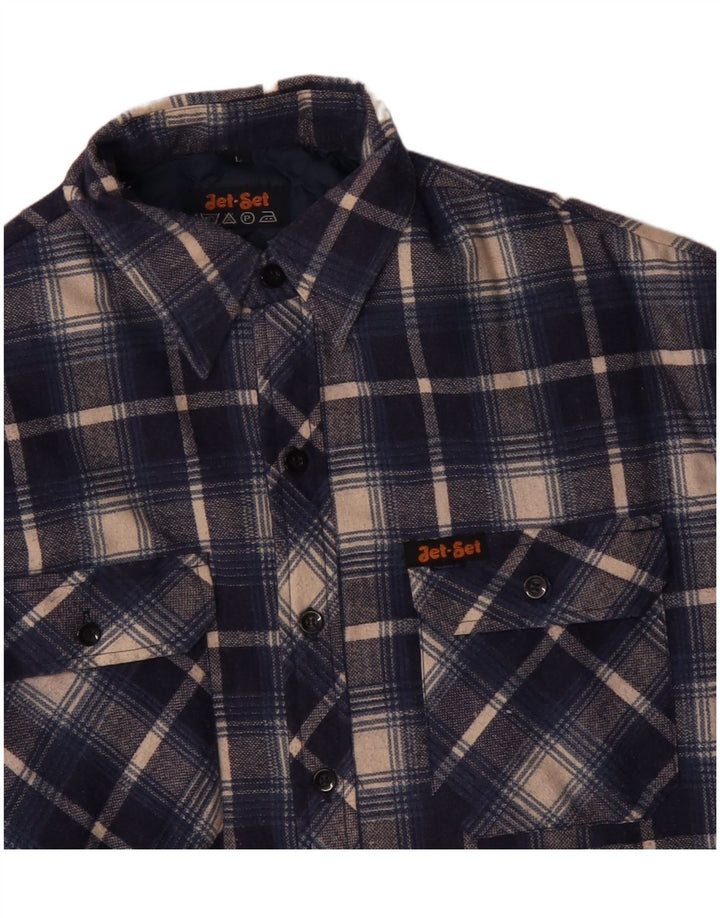 JET SET Herre skovhugger flannel skjorte stor blå ternet polyester