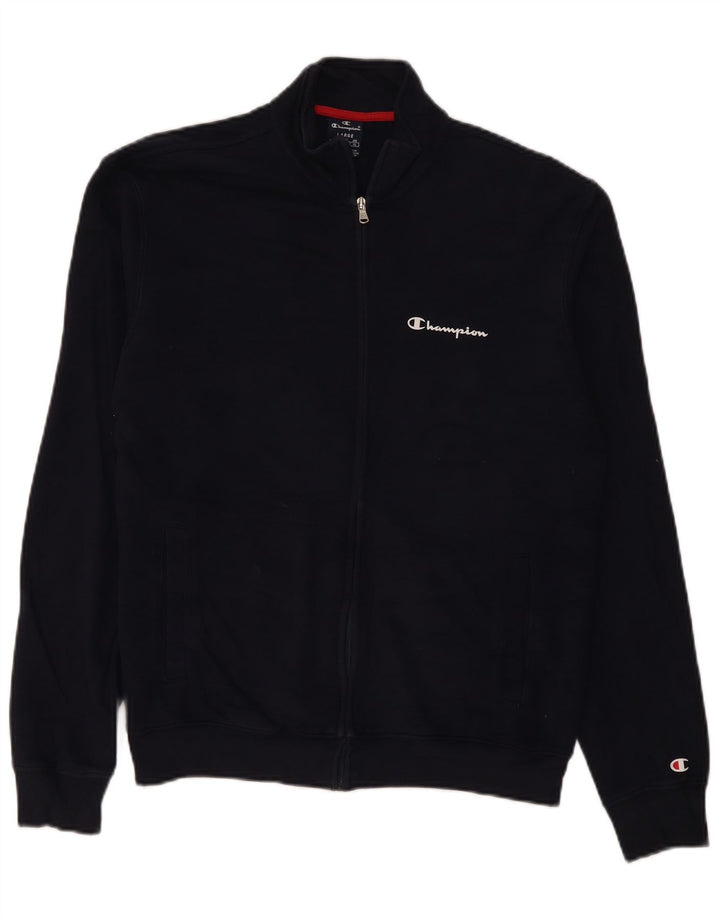 Champion Mens Tracksuit Top Jacket Large Navy Blue Cotton