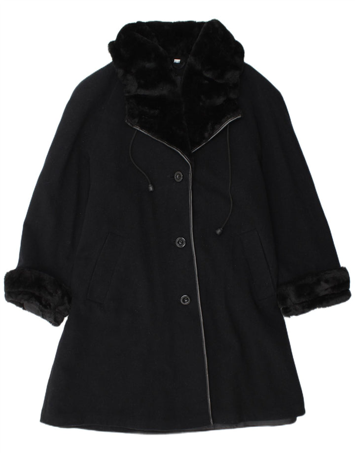 Barisal Dame Oversized Overfrakke UK 16 Stor Sort Uld