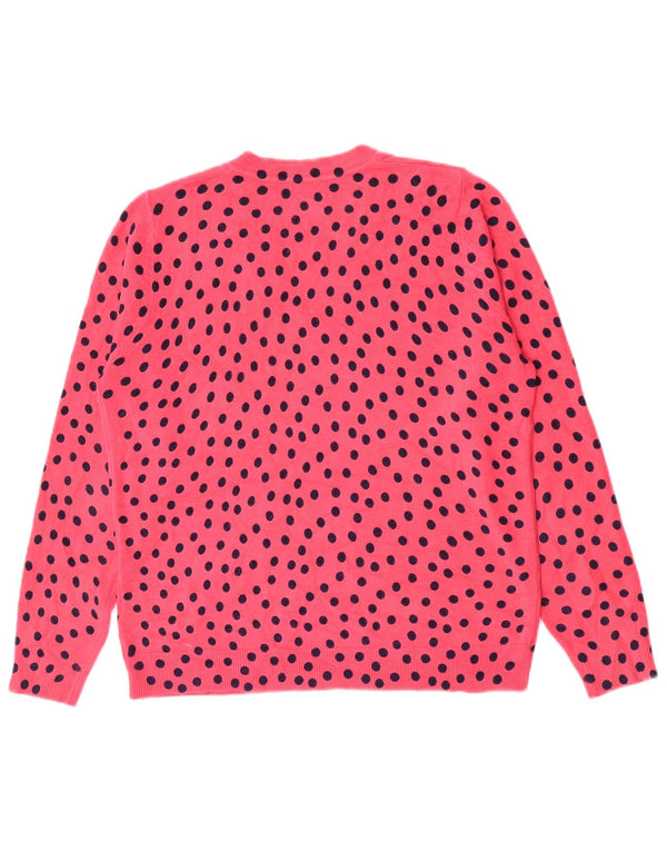Marks & Spencer Dame V-hals sweater UK 14 Medium Pink Polka Dot