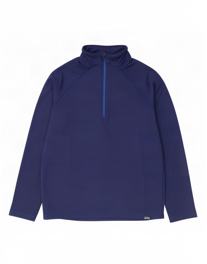 North Ridge Pull à col zippé pour homme - Haut de survêtement à rayures bleues