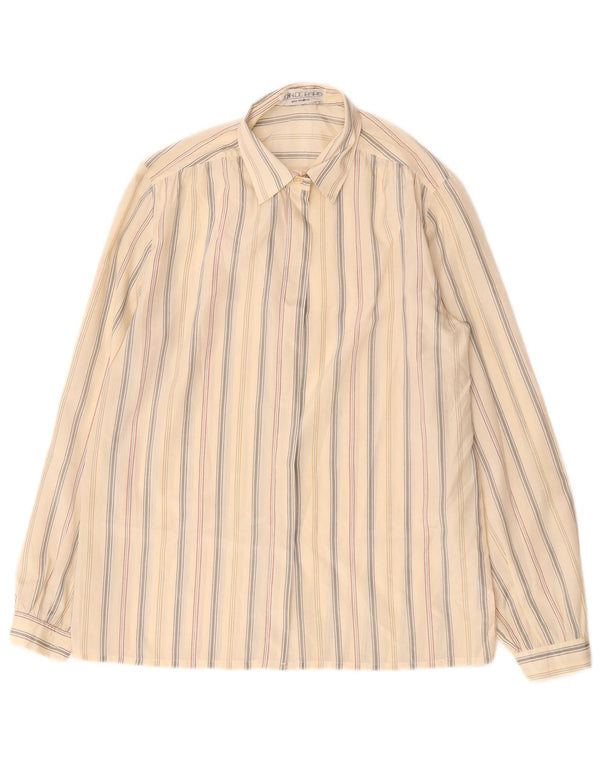 vintage Femme Chemise surdimensionnée Blouse EU 40 Polyester rayé beige moyen