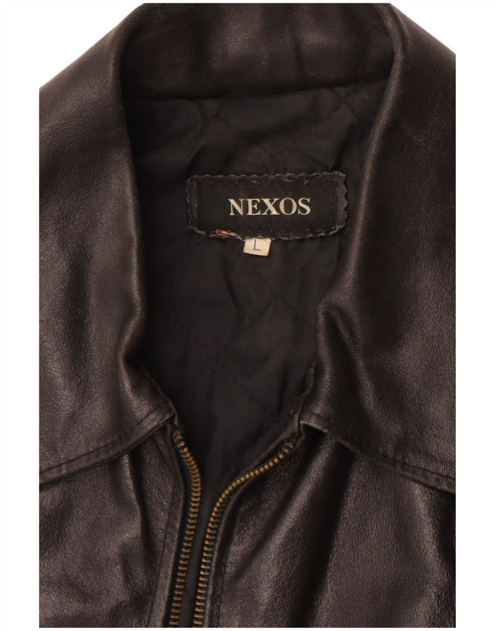 NEXOS Womens Leather Jacket UK 14 Large Black Leather