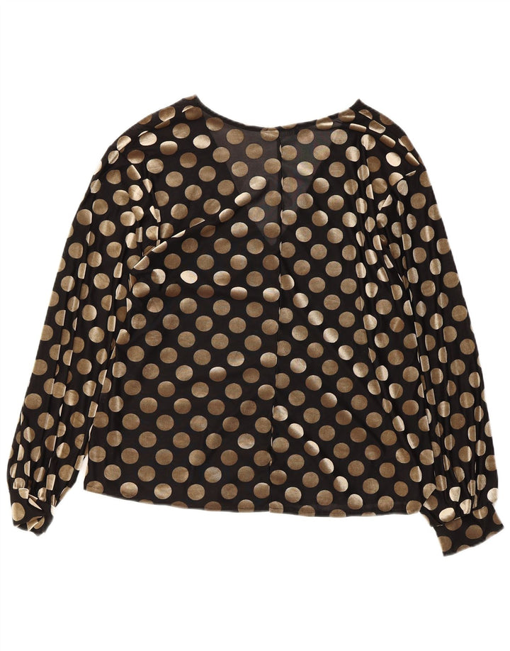 ZARA Womens Oversized Long Sleeve Blouse Top UK 10 Small Black Polka Dot