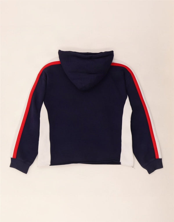 Levi's Womens Crop Hoodie Jumper UK 14 Medium Navy Blue Colourblock Cotton
