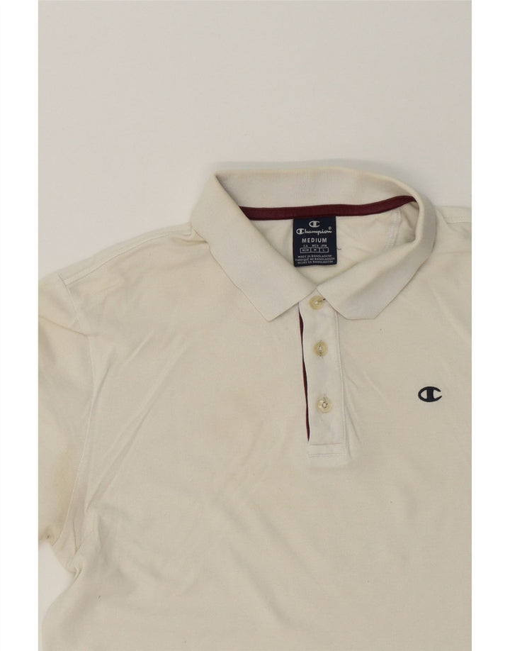 CHAMPION Mens Polo Shirt Medium White Cotton Vintage Champion and Second-Hand Champion from Messina Hembry 