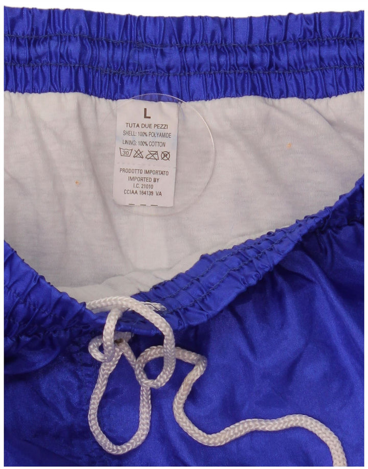 Vintage Mens Tracksuit Trousers Joggers Large Blue Colourblock Polyamide