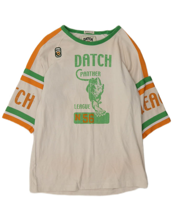 Datch Haut Graphique Homme Manches 3/4 Petit Coton Blanc
