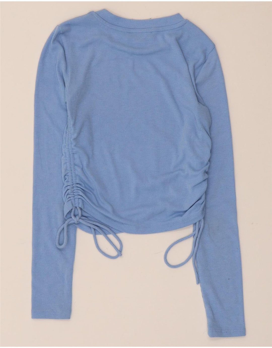 Zara Womens Crop Top Manches Longues UK 8 Petit Bleu
