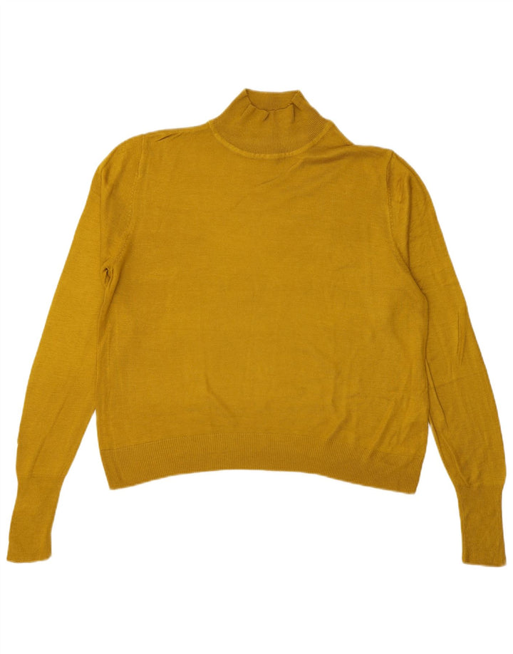 Zara Womens Oversized Turtle Neck Jumper Sweater UK 10 Small Yellow Viscose