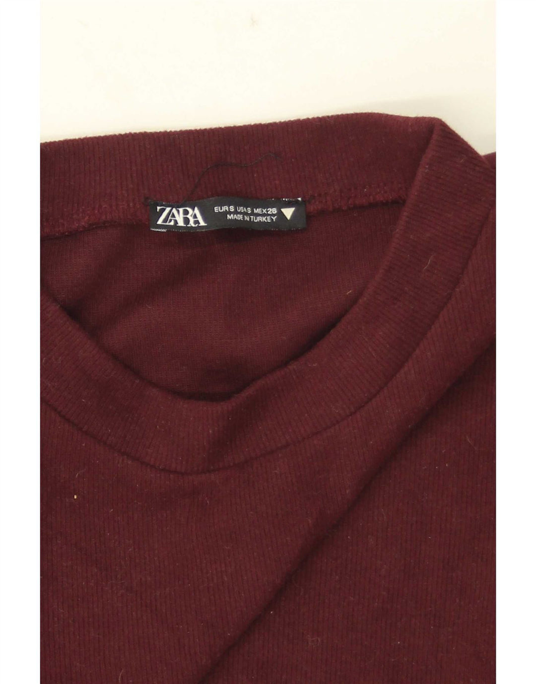 Zara Womens Crop Bluse Top UK 8 Small Burgundy