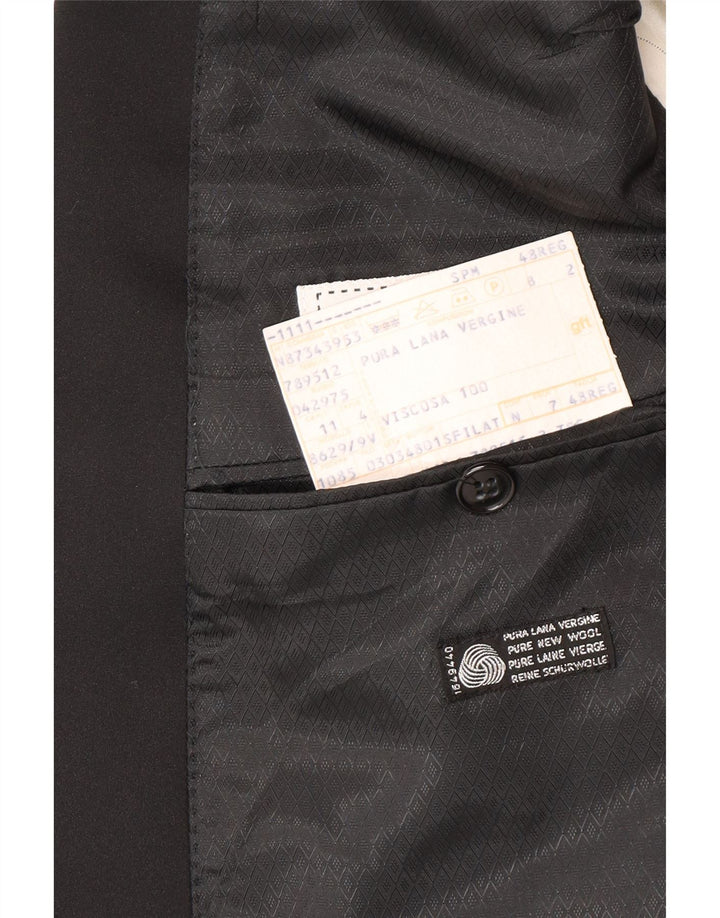 Profilo Herren-Zweireiher-Blazer IT 48 Mittelschwarze Schurwolle