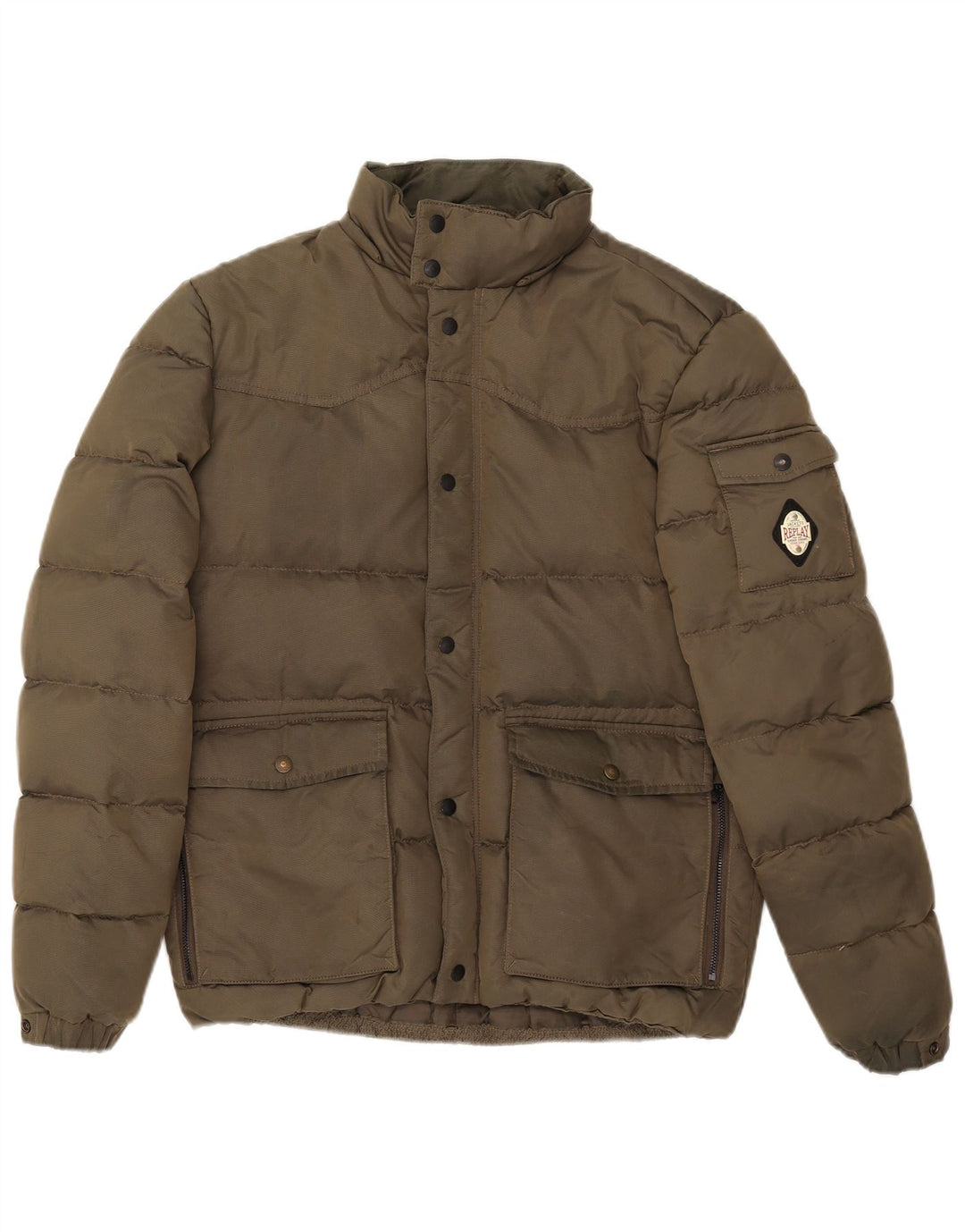 Replay Herre polstret jakke UK 38 Medium Khaki Polyamid
