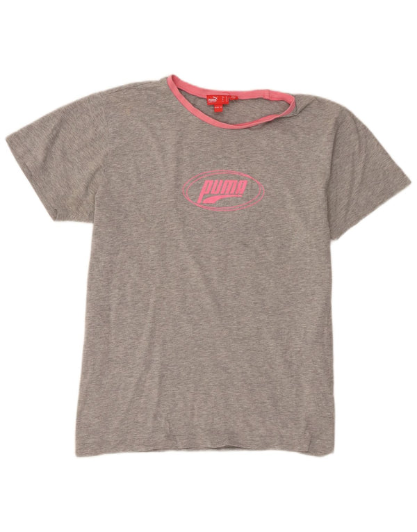 Puma Womens Graphic T-Shirt Top UK 16 Große grau gefleckte Baumwolle