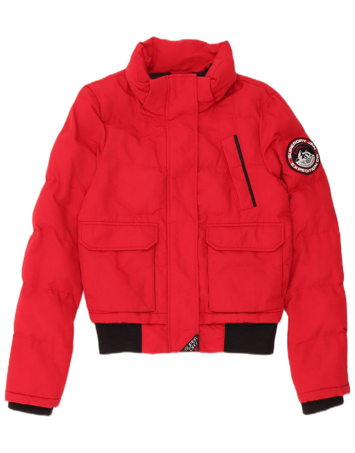 Superdry Veste matelassée surdimensionnée pour femme UK 8 Petit nylon color block rouge