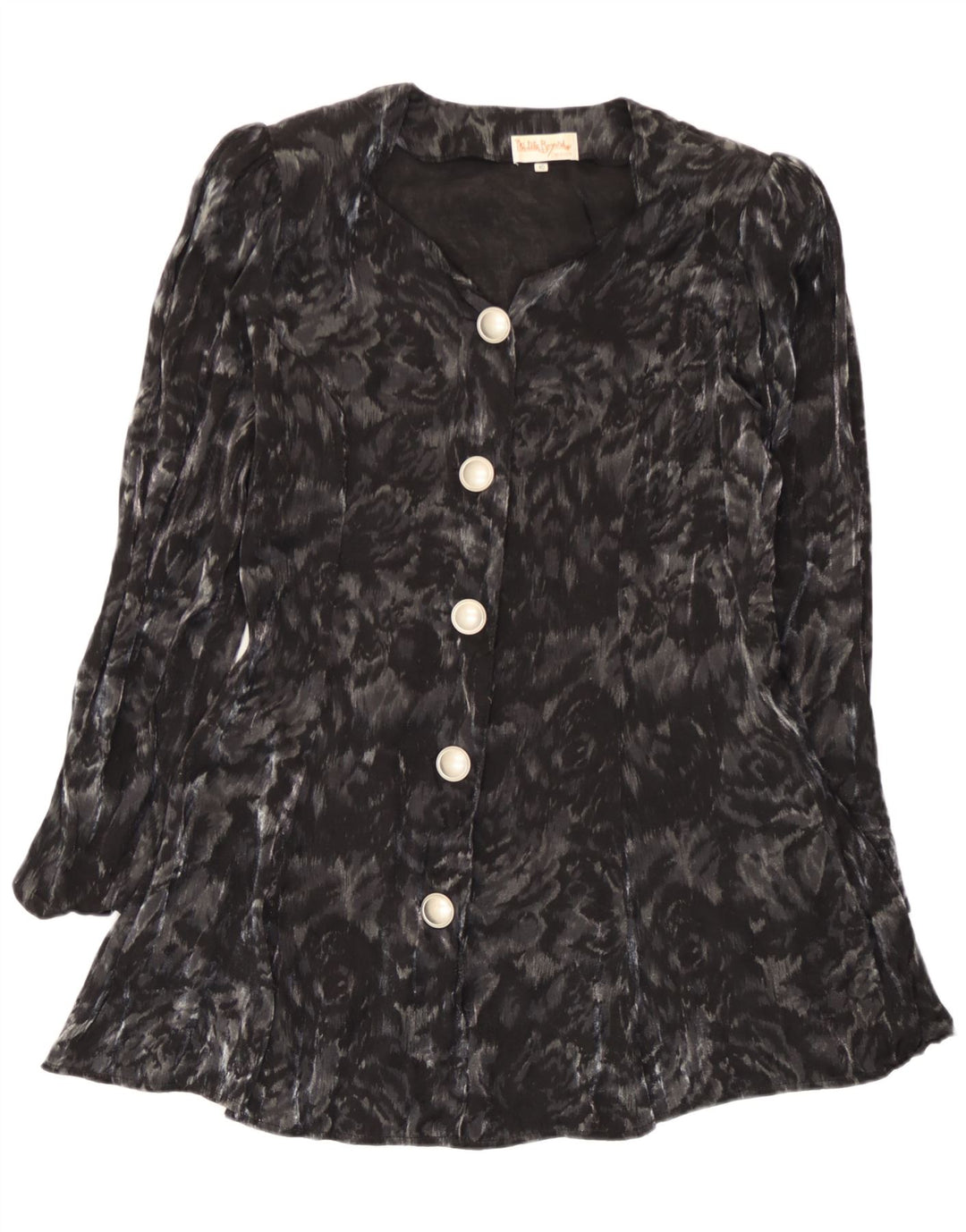 Michele Boyard Womens Longline Shirt Blouse EU 40 Medium Black Floral