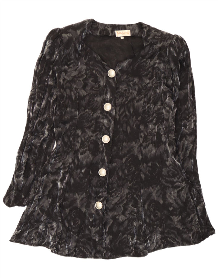 Michele Boyard Womens Longline Shirt Blouse EU 40 Medium Black Floral