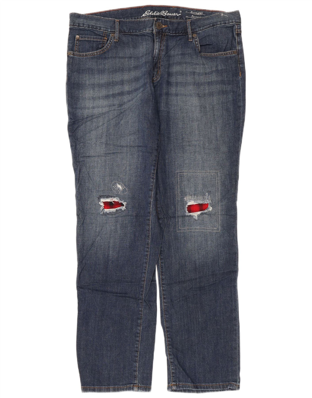 EDDIE BAUER Womens Boyfriend Distressed Straight Jeans W36 L30  Blue