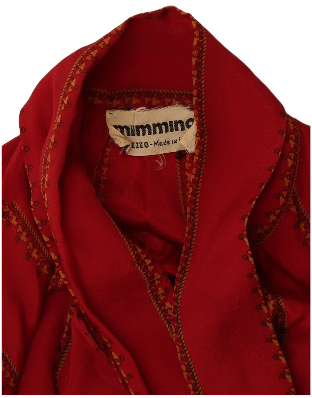 MIMMINA Dame Front Tie Langærmet Bluse Top UK 14 Stor rød stribet