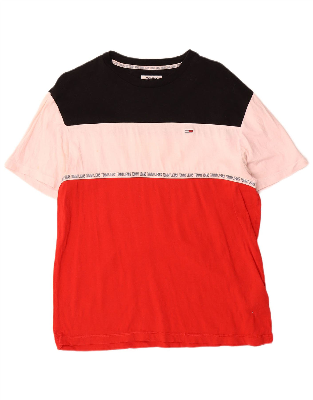 Tommy Hilfiger Mens Graphic T-Shirt Top Medium Multicoloured Colourblock
