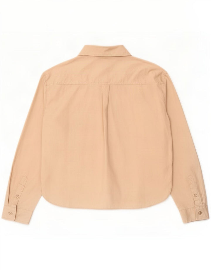 Zara Womens Shirt UK 14 Medium Beige Cotton