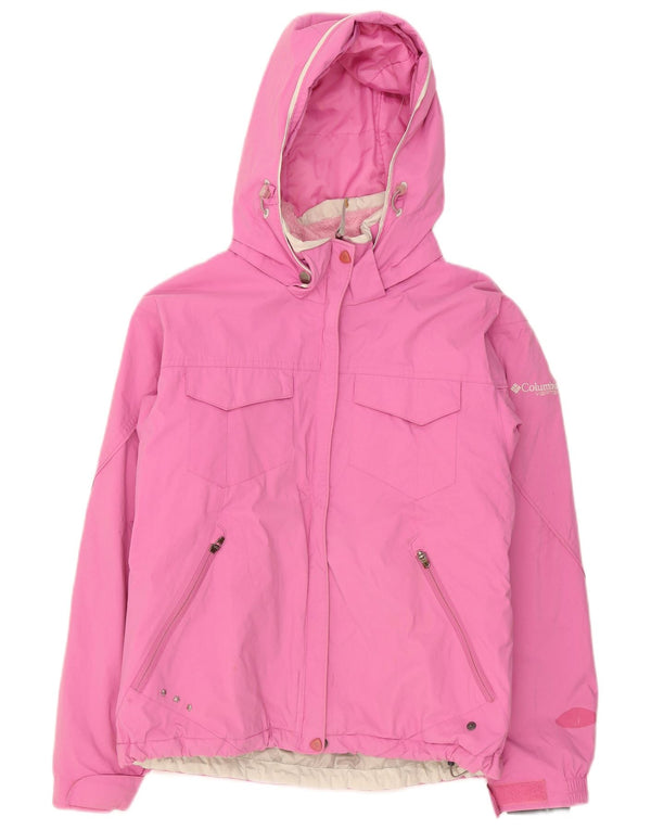 Columbia Womens Hooded Rain Jacket UK 14 Medium Pink Nylon