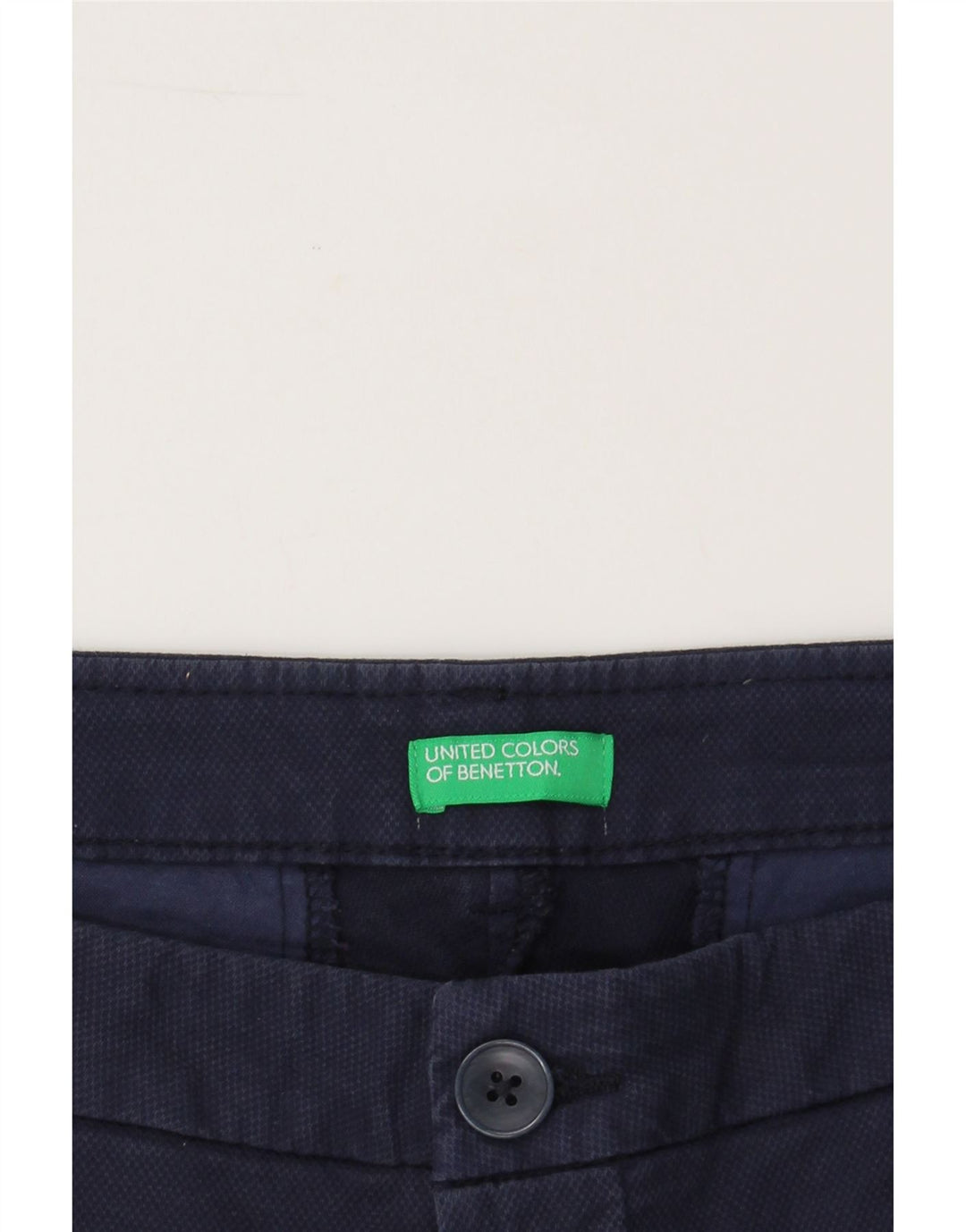 BENETTON Womens Slim Cropped Trousers W38 L25 Navy Blue Vintage Benetton and Second-Hand Benetton from Messina Hembry 