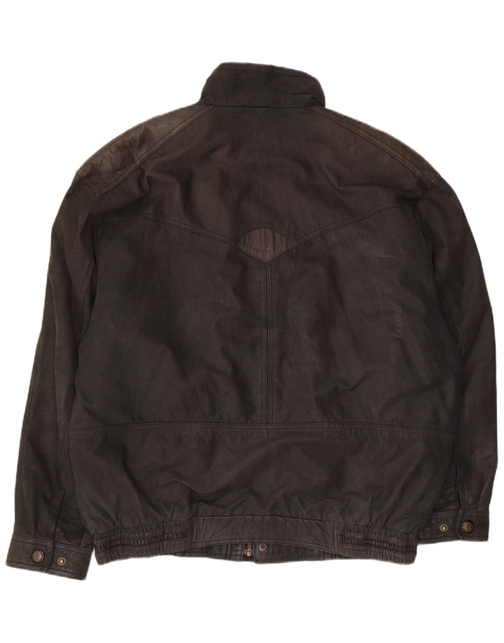 Vintage Mens Leather Jacket EU 56 3XL Black Leather