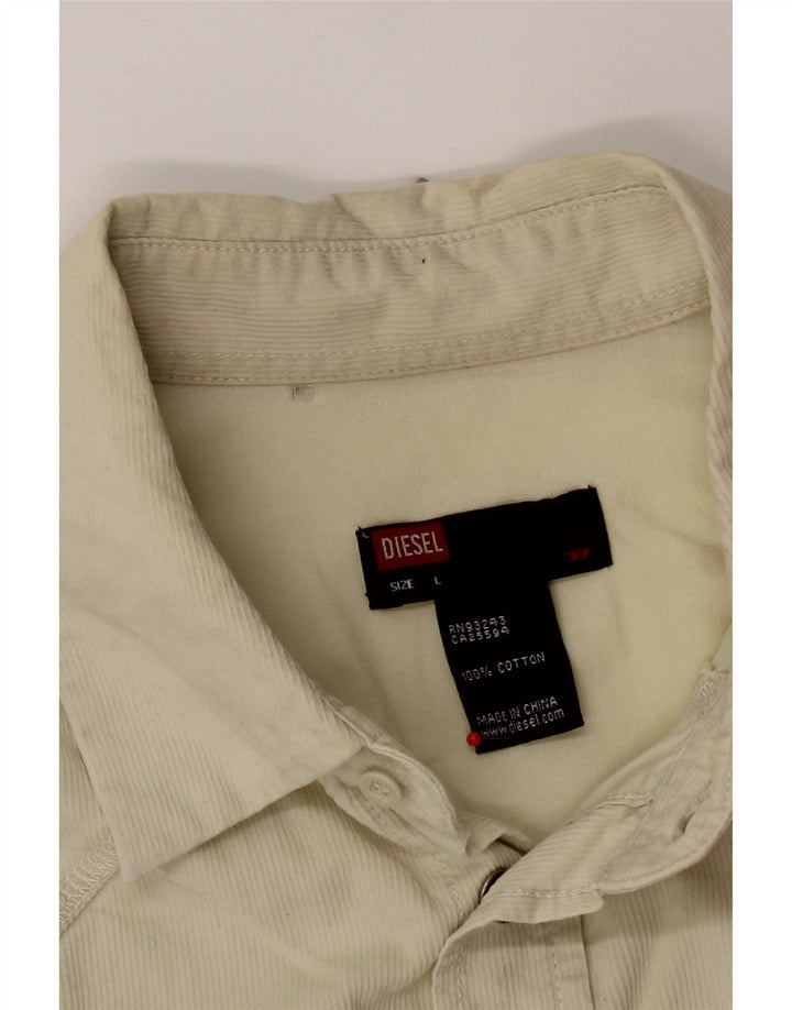 Diesel Mens Corduroy Shirt Large Beige Cotton