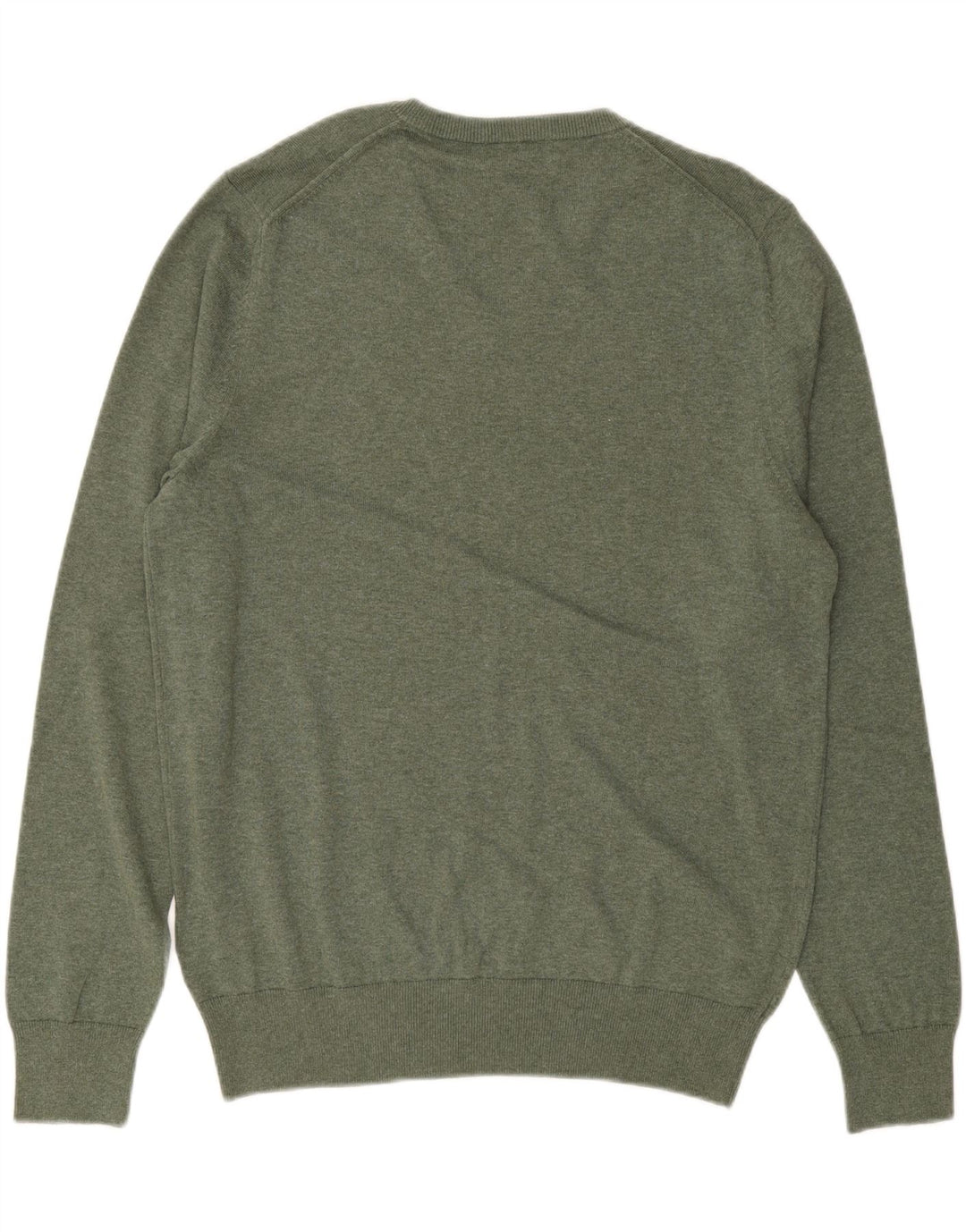 MARKS & SPENCER Mens V-Neck Jumper Sweater Large Green Cotton