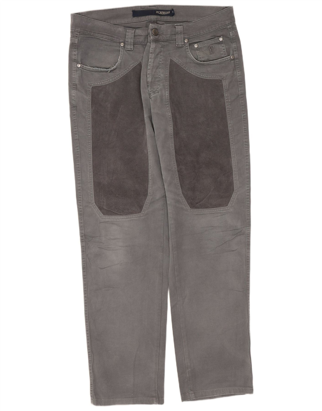Jeckerson Mens Straight Jeans W33 L29 Grey Cotton