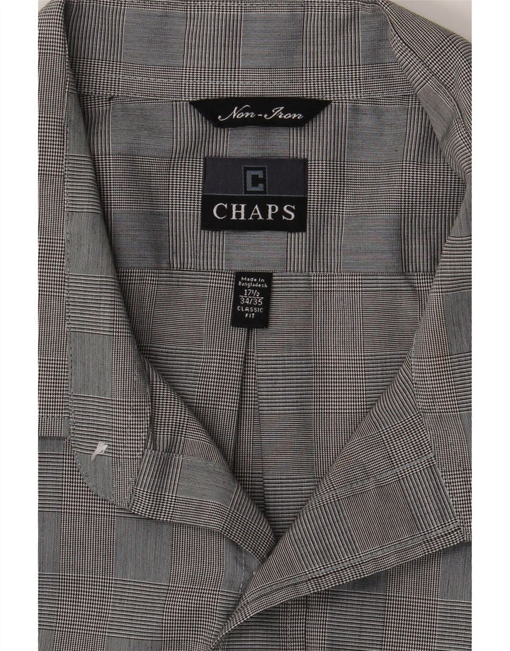 CHAPS Mens Classic Fit Shirt Size 17 1/2 XL Grey Houndstooth Cotton Vintage Chaps and Second-Hand Chaps from Messina Hembry 