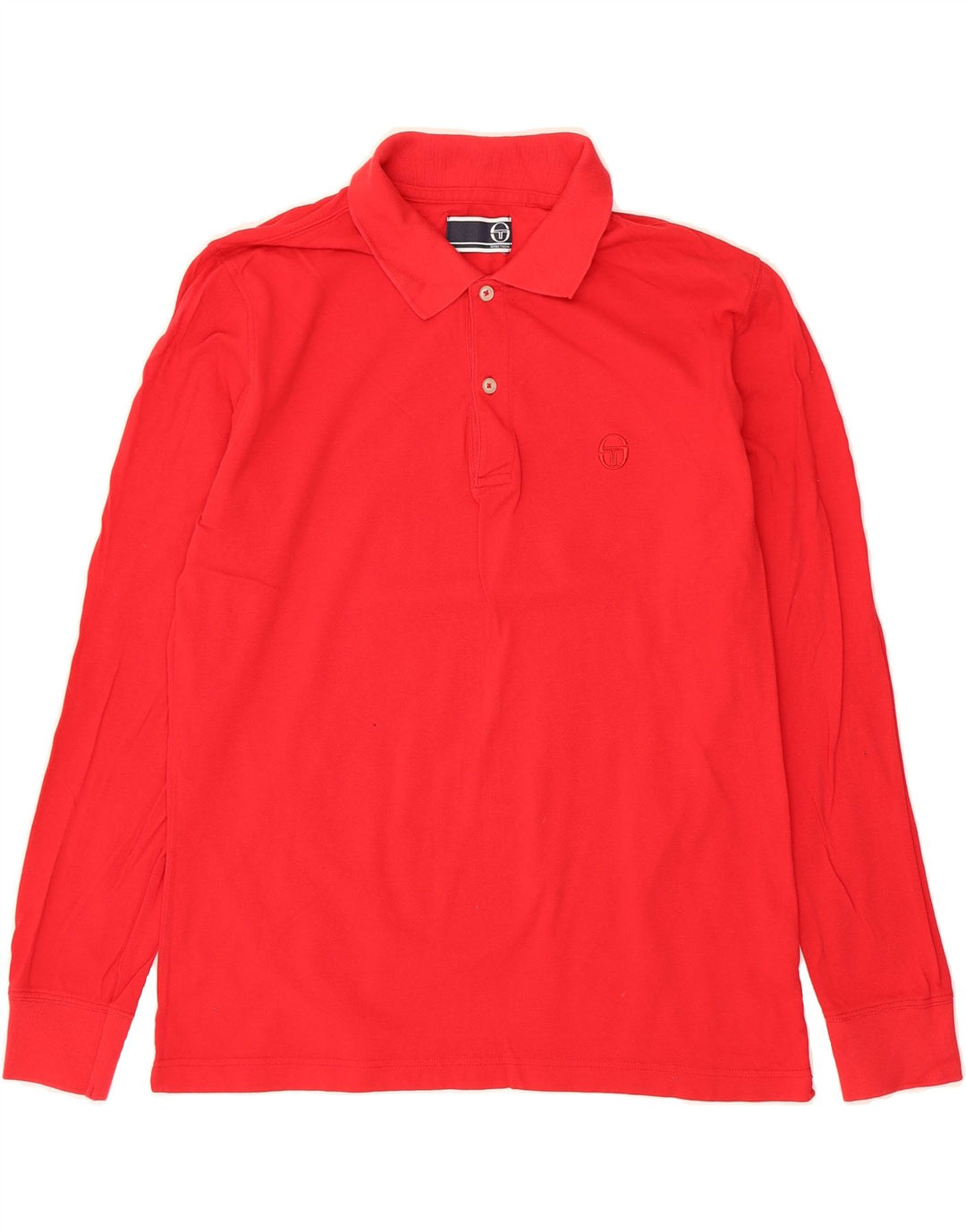 SERGIO TACCHINI Mens Long Sleeve Polo Shirt IT 50 Medium Red Cotton Vintage Sergio Tacchini and Second-Hand Sergio Tacchini from Messina Hembry 