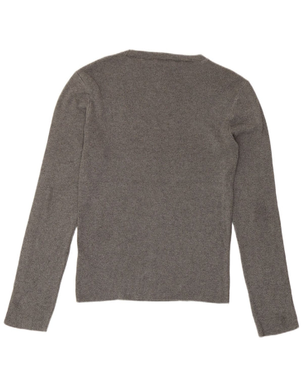 Topshop Damen Top Langarm UK 16 Large Grau Acryl